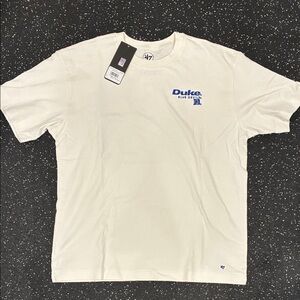 47 Brand Duke Blue Devils White Tee with Blue Logo